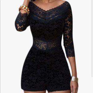 1/2 sleeve lace romper